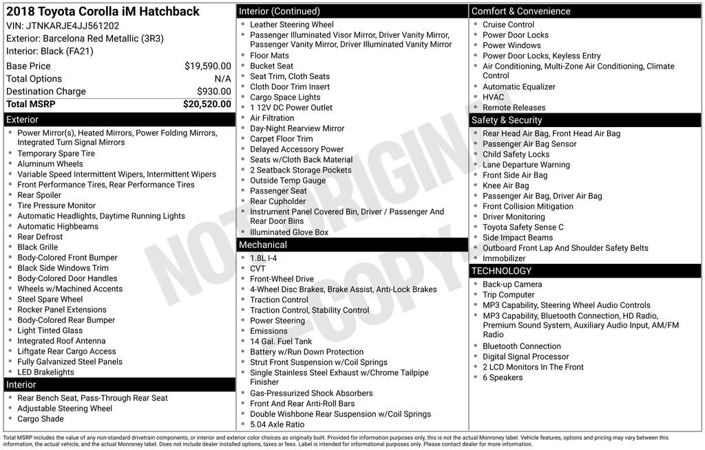 Used 2018 Toyota Corolla iM FWD image 2