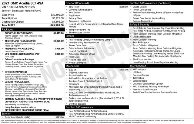 Used 2021 GMC Acadia SLT w/ Elevation Edition FWD image 27