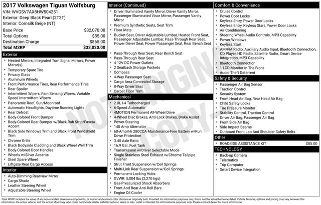 Used 2017 Volkswagen Tiguan Wolfsburg Edition AWD/4WD image 6