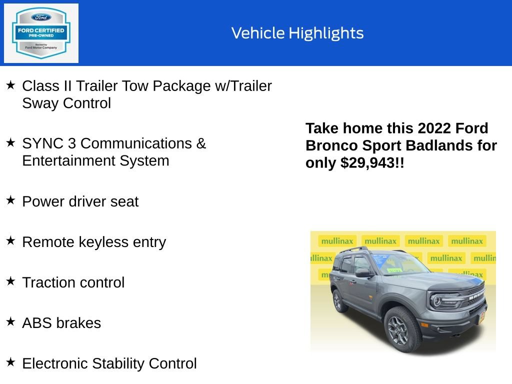 Certified 2022 Ford Bronco Sport Badlands AWD/4WD image 10