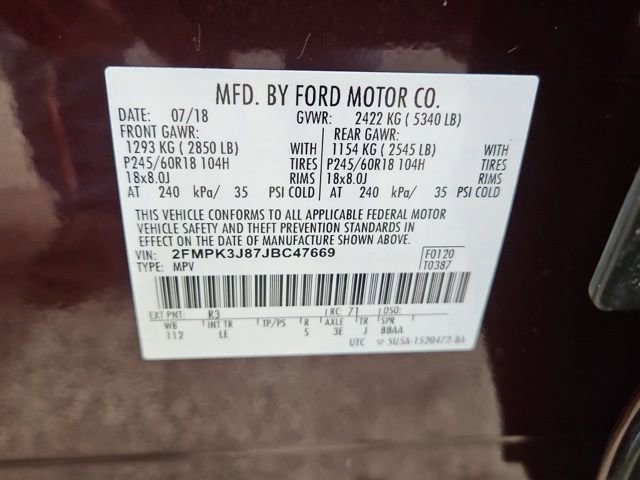 Certified 2018 Ford Edge SEL w/ Equipment Group 201A FWD image 29