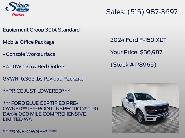 Certified 2024 Ford F150 XLT w/ Mobile Office Package RWD image 8