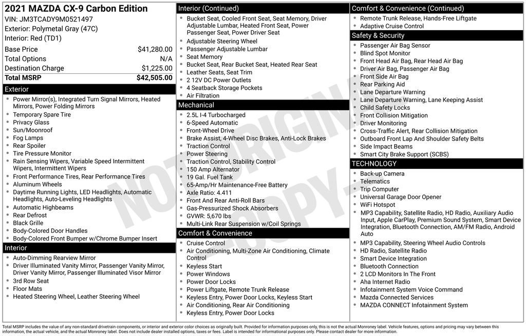 Used 2021 MAZDA CX-9 Carbon Edition image 6