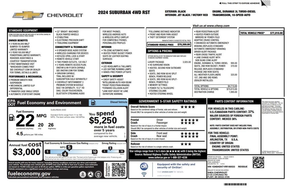 Used 2024 Chevrolet Suburban RST w/ Luxury Package AWD/4WD image 5