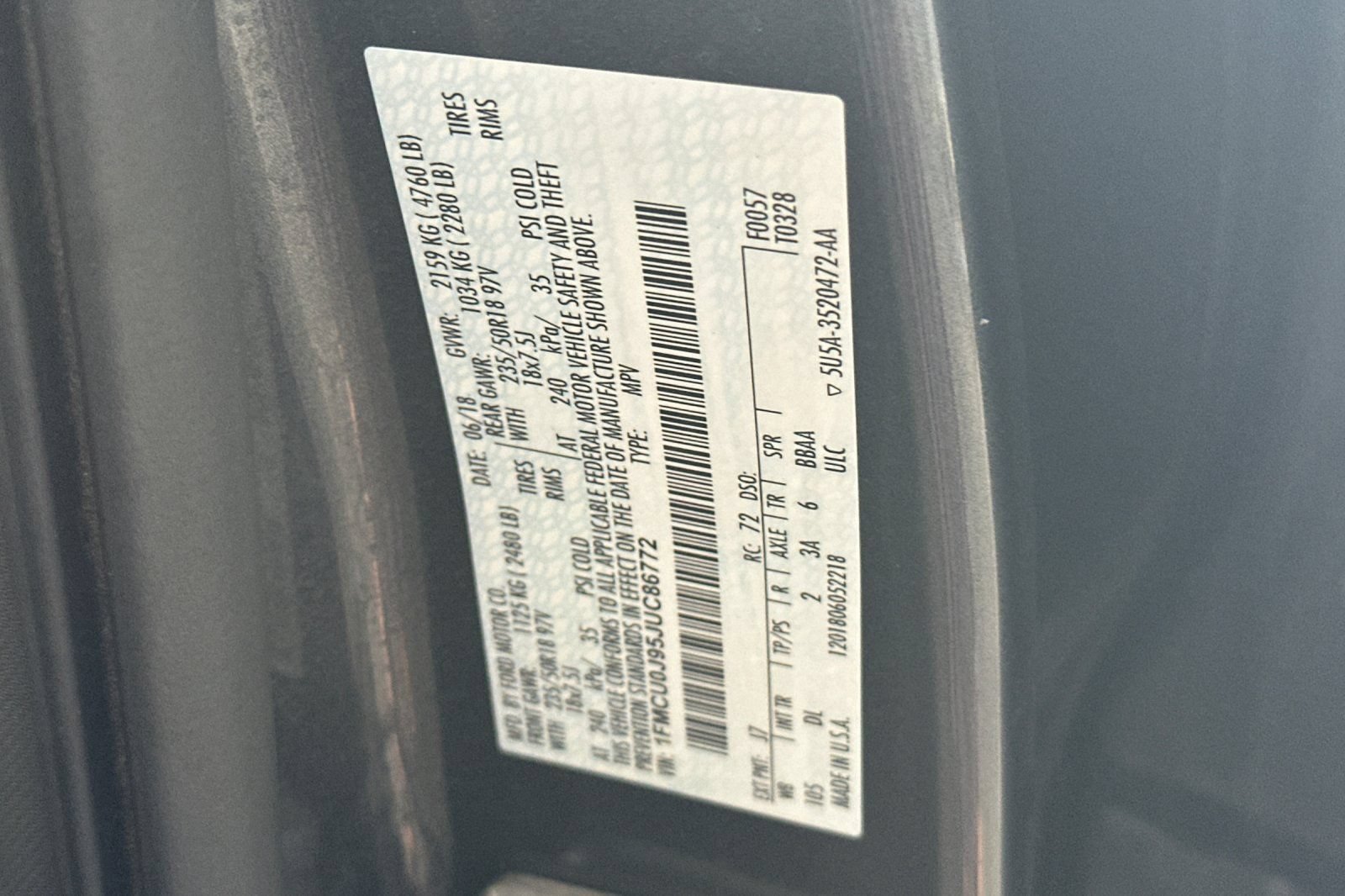 Certified 2018 Ford Escape Titanium FWD image 54