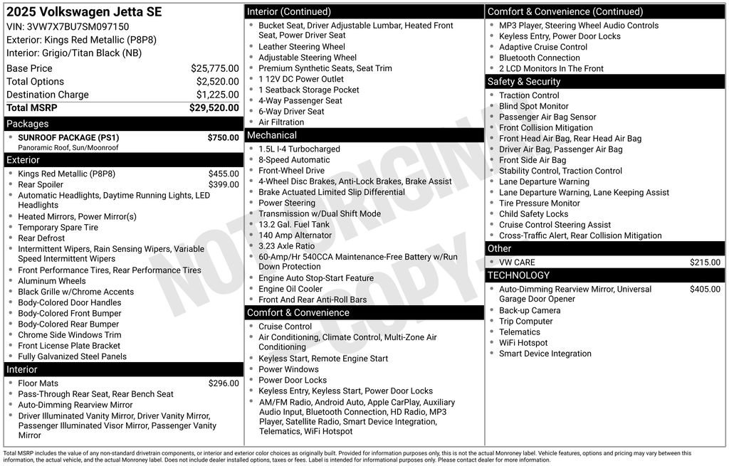 Used 2025 Volkswagen Jetta SE w/ Sunroof Package FWD image 27