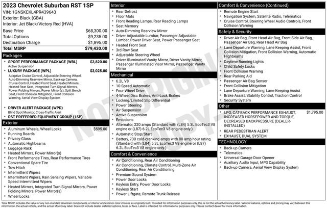 Used 2023 Chevrolet Suburban RST w/ Sport Performance Package AWD/4WD image 2