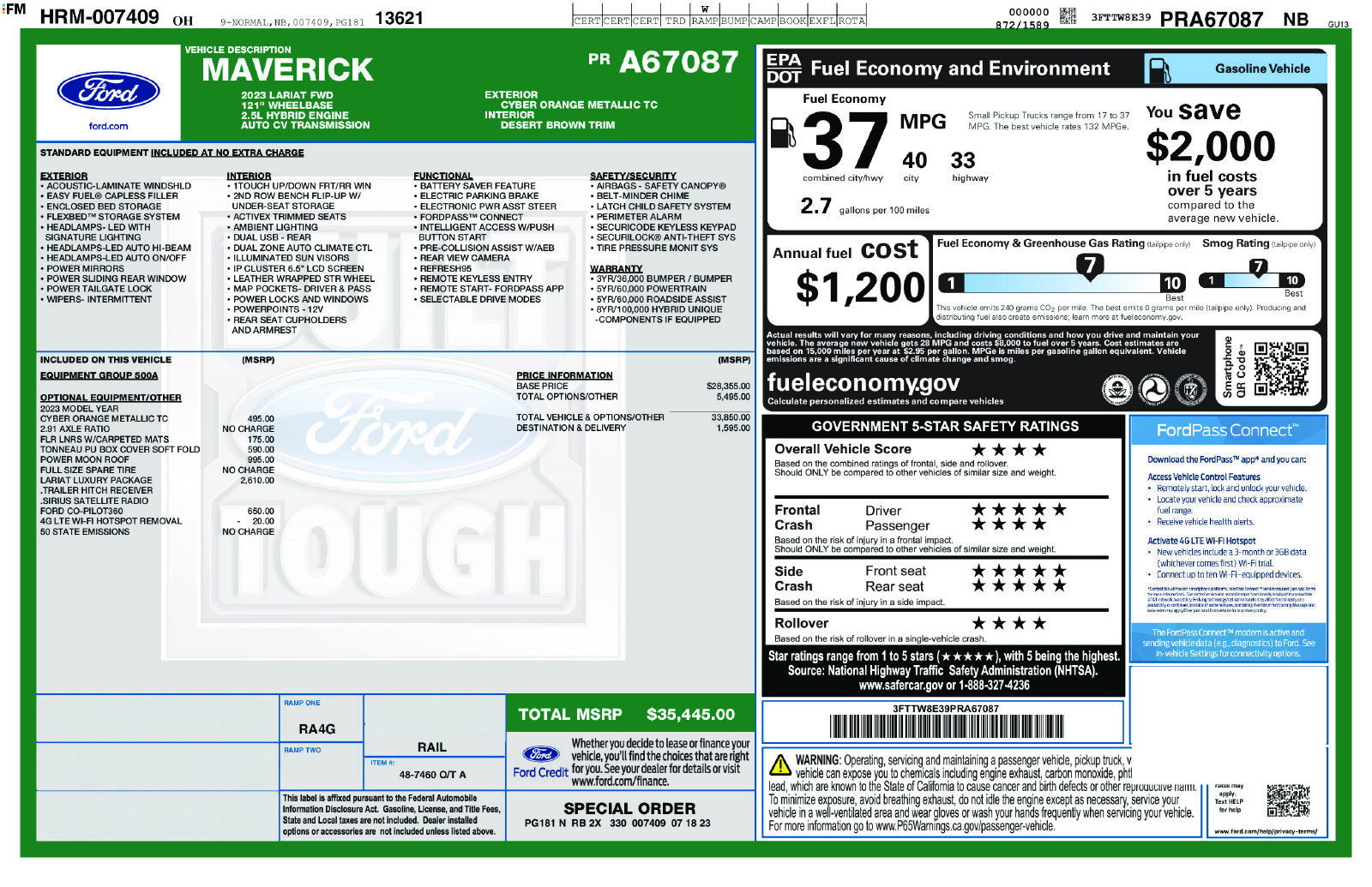 Certified 2023 Ford Maverick Lariat w/ Lariat Luxury Package FWD image 22