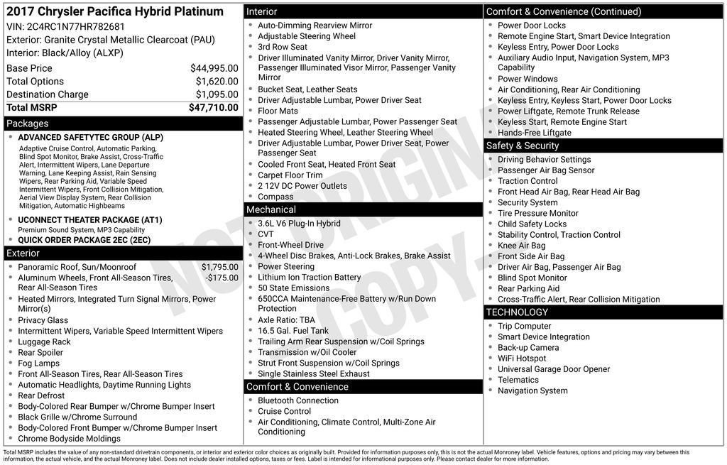Used 2017 Chrysler Pacifica Platinum FWD image 37