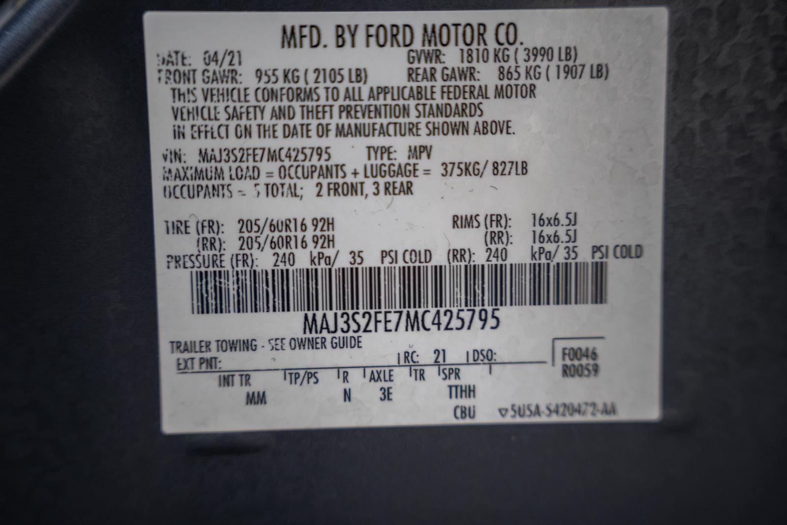 Certified 2021 Ford EcoSport S FWD image 30