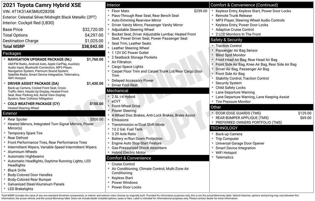 Used 2021 Toyota Camry XSE w/ Navigation Upgrade Package FWD image 23