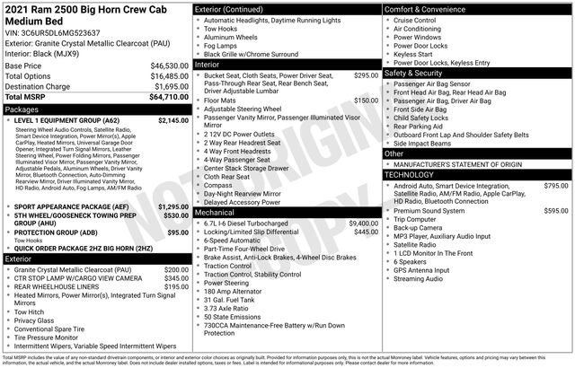 Used 2021 RAM 2500 Big Horn w/ Level 1 Equipment Group AWD/4WD image 20