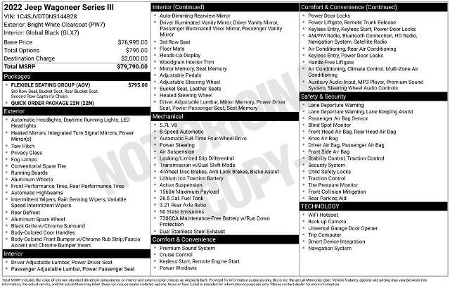 Used 2022 Jeep Wagoneer Series III w/ Flexible Seating Group image 37