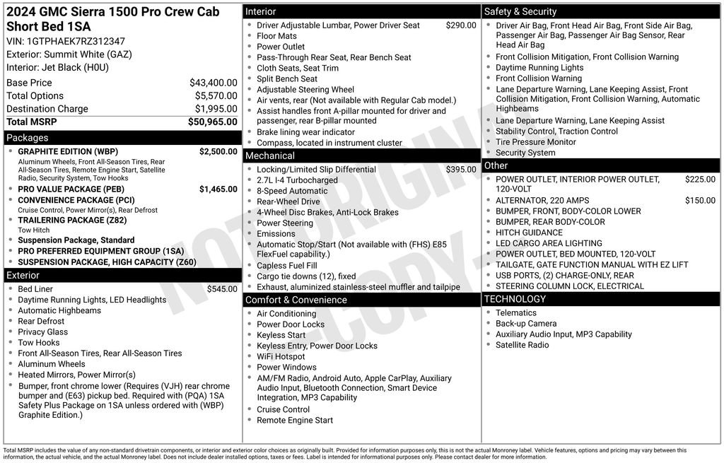 Used 2024 GMC Sierra 1500 Pro w/ Graphite Edition RWD image 7