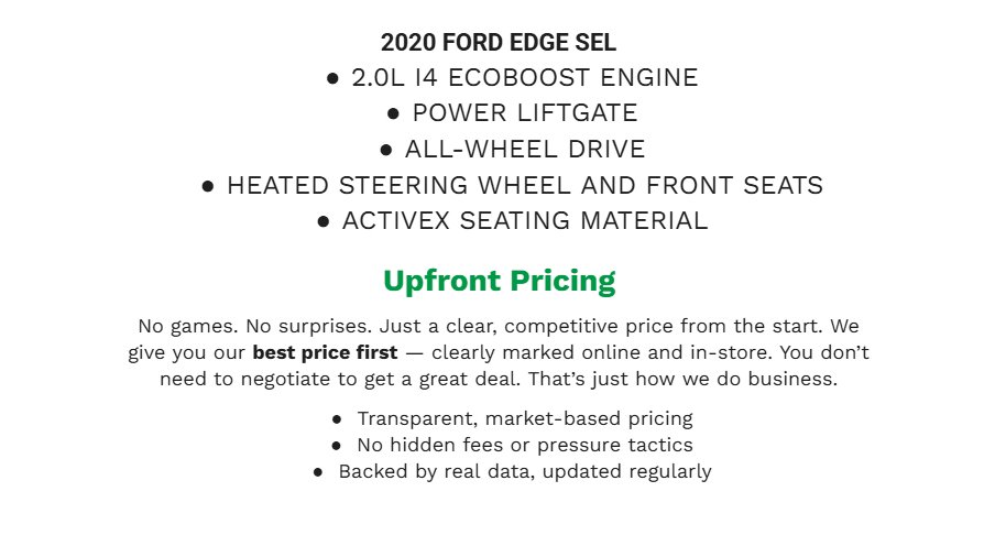 Certified 2020 Ford Edge SEL w/ Cold Weather Package image 2