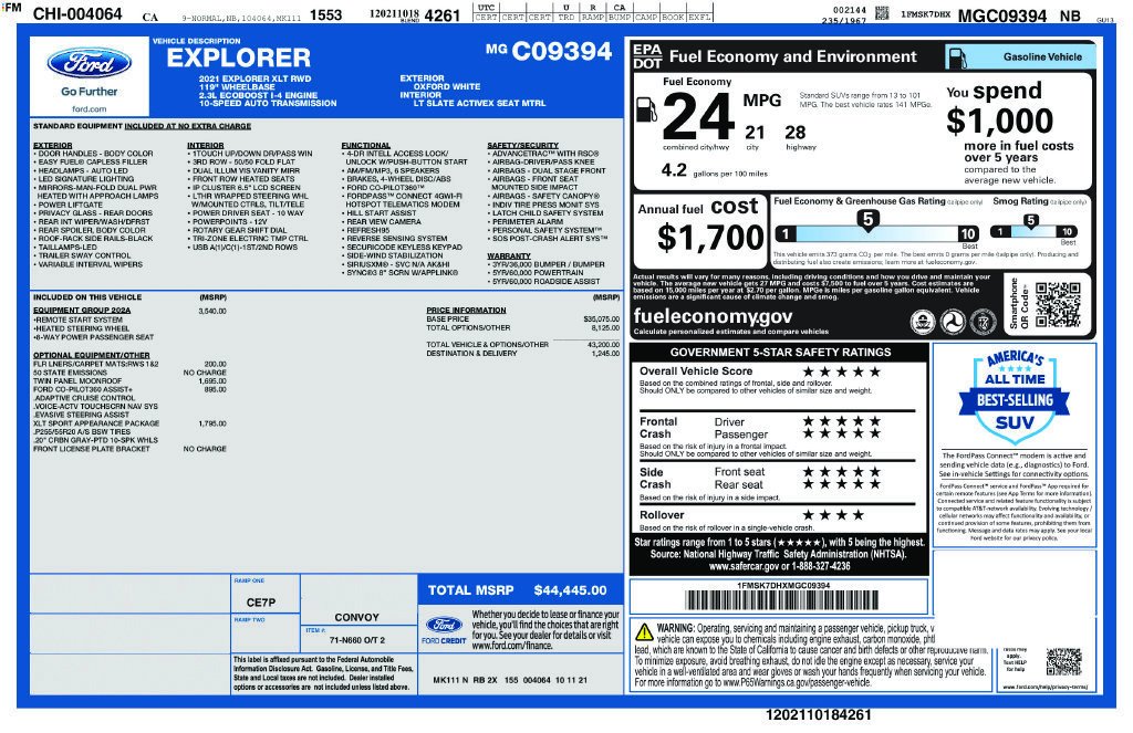 Certified 2021 Ford Explorer XLT w/ Equipment Group 202A RWD image 2