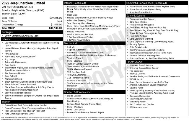 Used 2022 Jeep Cherokee Limited AWD/4WD image 37