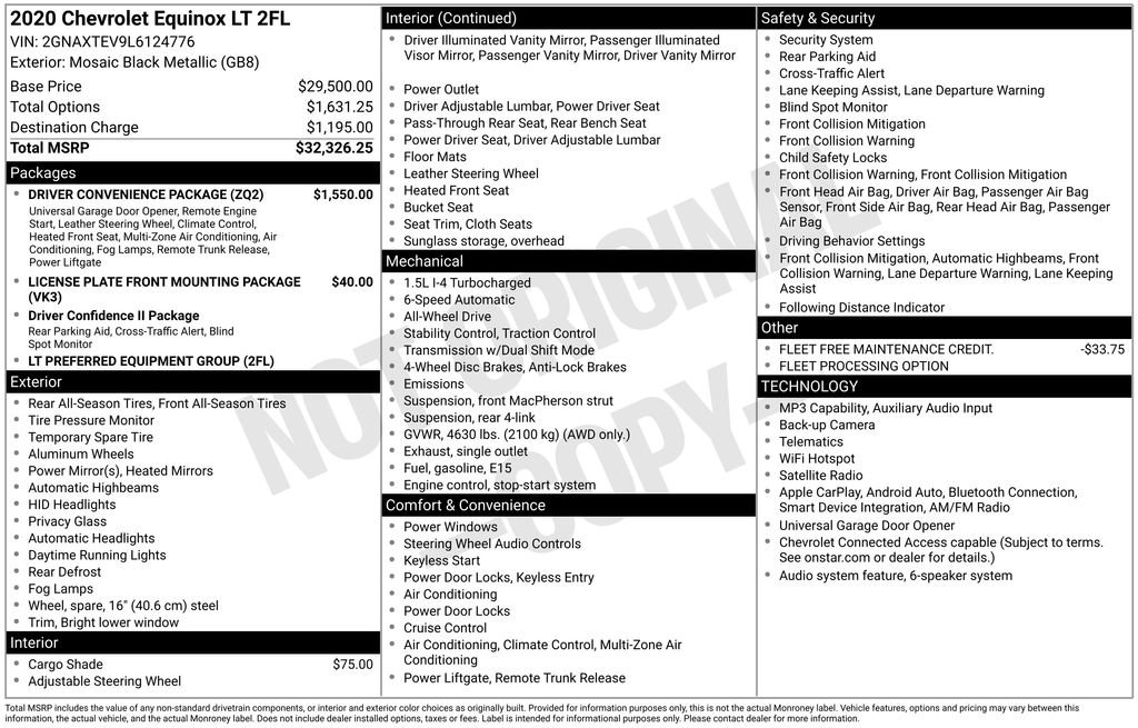 Used 2020 Chevrolet Equinox LT w/ Driver Convenience Package AWD/4WD image 27