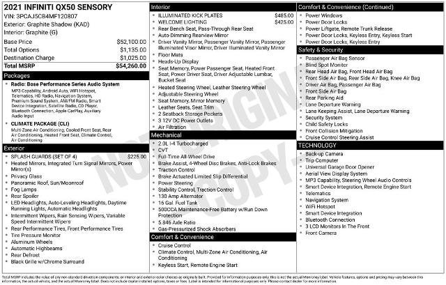 Used 2021 INFINITI QX50 Sensory AWD/4WD image 9