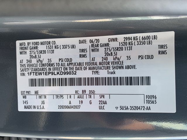 Certified 2020 Ford F150 XL w/ Equipment Group 101A Mid AWD/4WD image 23