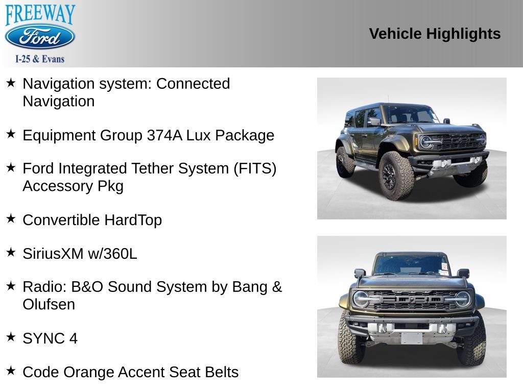 Certified 2025 Ford Bronco Raptor w/ Interior Carbon Fiber Pack AWD/4WD image 3