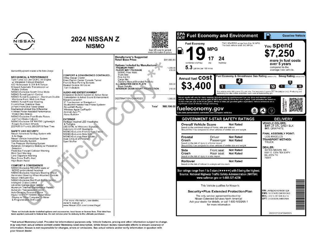Used 2024 Nissan Z NISMO w/ Floor Mat Package RWD image 6
