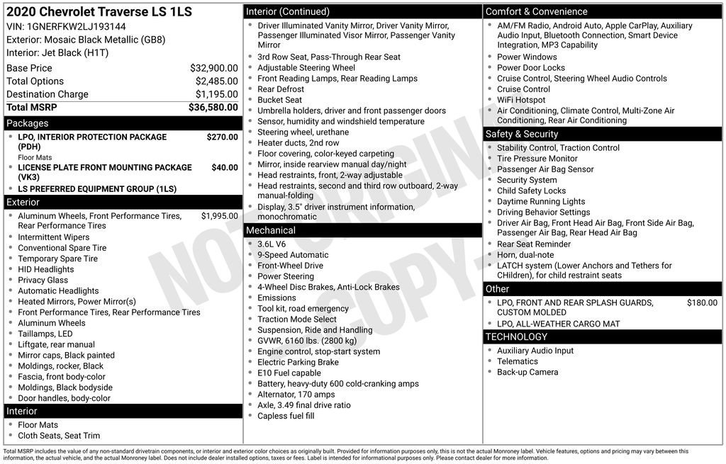 Used 2020 Chevrolet Traverse LS image 7