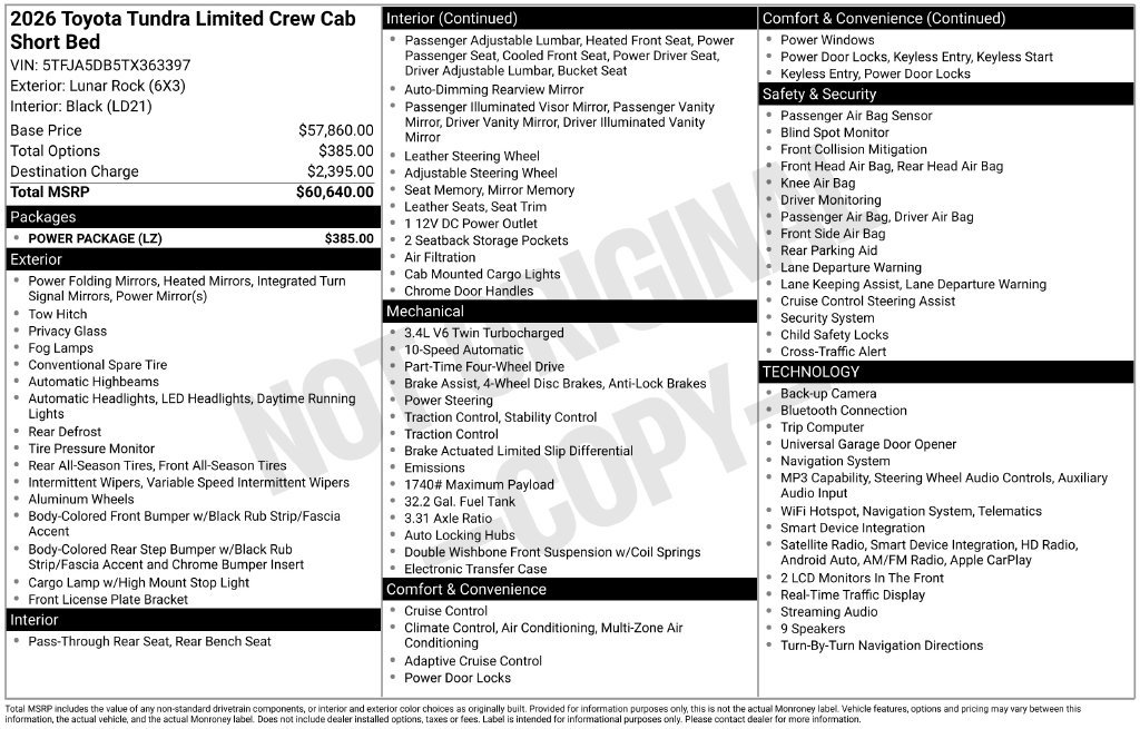 Used 2026 Toyota Tundra Limited w/ Power Package AWD/4WD image 33