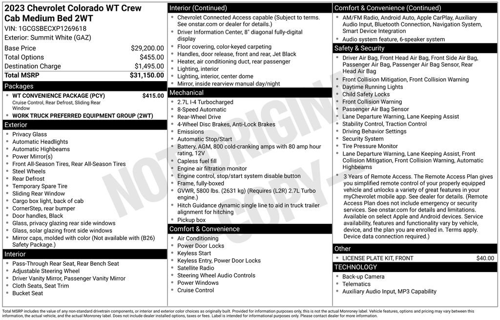 Used 2023 Chevrolet Colorado W/T w/ WT Convenience Package RWD image 3