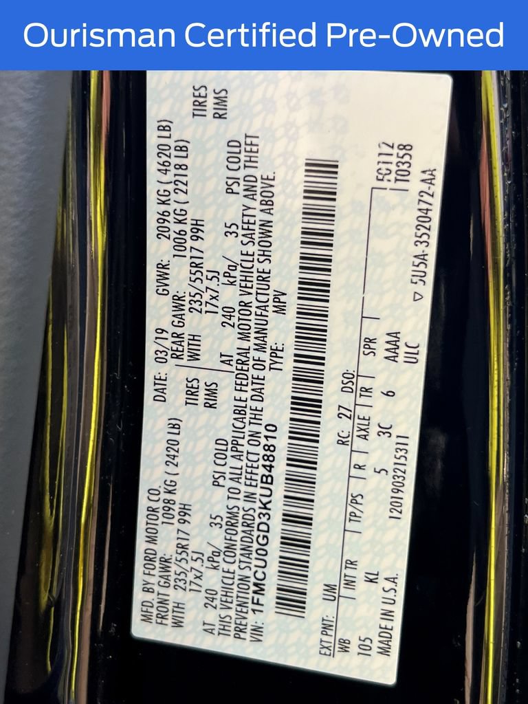 Certified 2019 Ford Escape SE FWD image 35