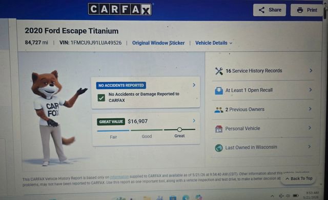 Certified 2020 Ford Escape Titanium AWD/4WD image 46