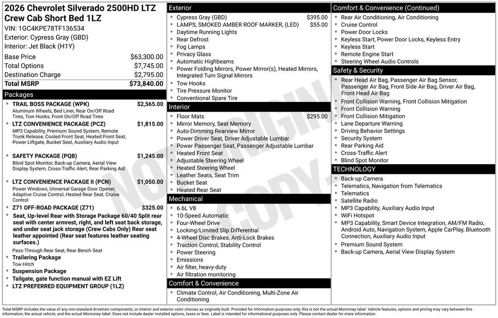 Used 2026 Chevrolet Silverado 2500 LTZ w/ Trail Boss Package AWD/4WD image 7