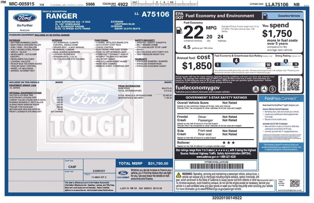 Certified 2020 Ford Ranger XL w/ Trailer Tow Package image 20