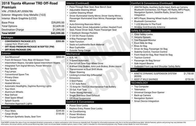 Used 2018 Toyota 4Runner TRD Off-Road Premium w/ Convenience Package image 37