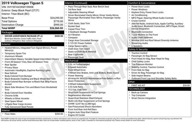 Used 2019 Volkswagen Tiguan S w/ Driver Assistance Package image 2