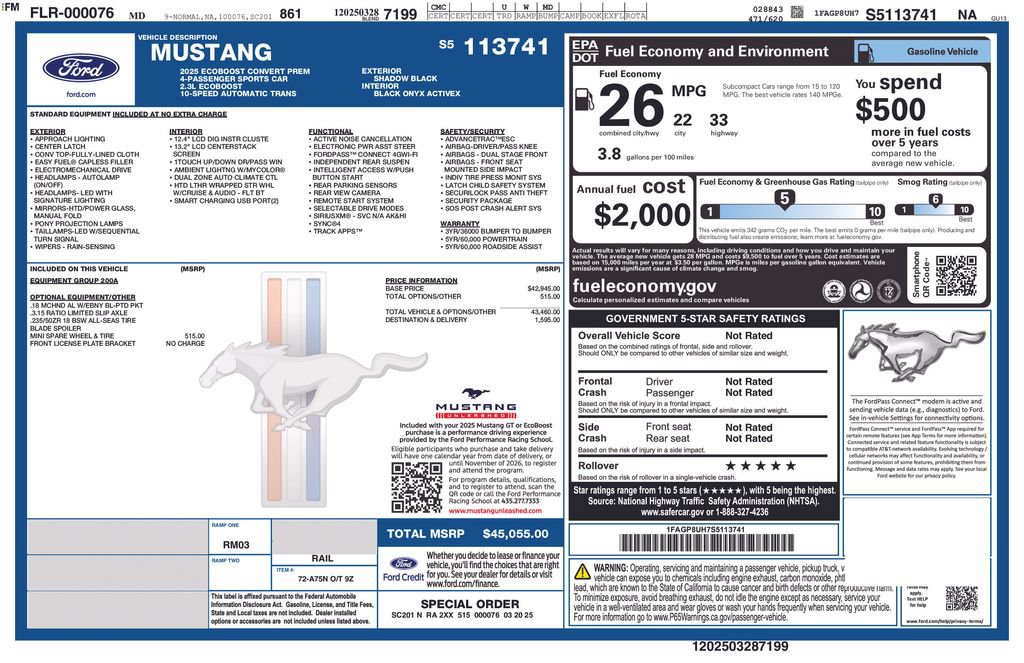 Certified 2025 Ford Mustang Premium RWD image 2