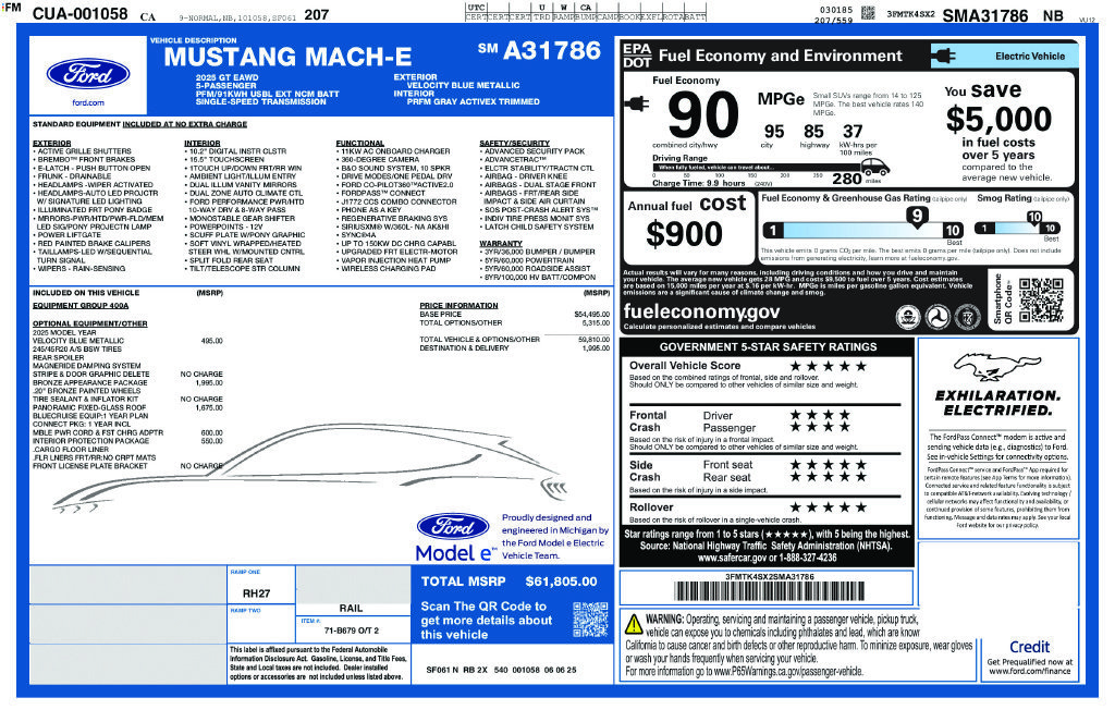 Certified 2025 Ford Mustang Mach-E GT w/ Bronze Appearance Package AWD/4WD image 35