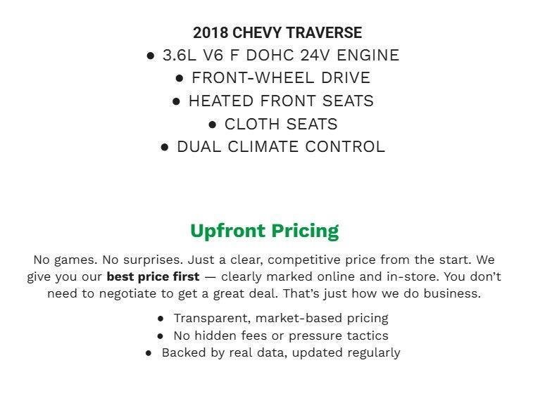 Used 2018 Chevrolet Traverse LT