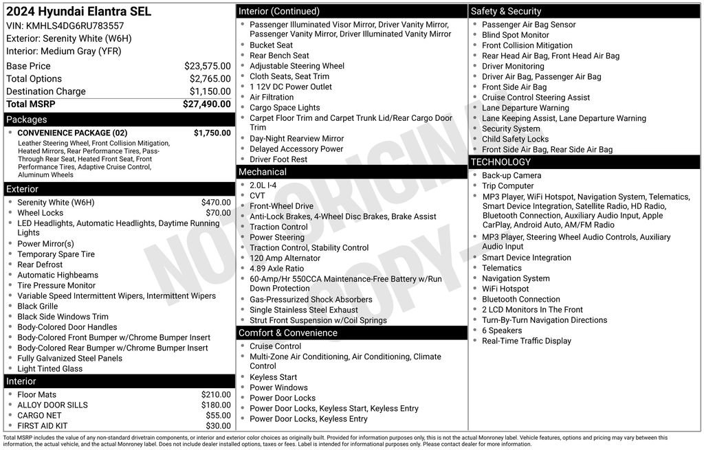 Used 2024 Hyundai Elantra SEL w/ Convenience Package FWD image 5