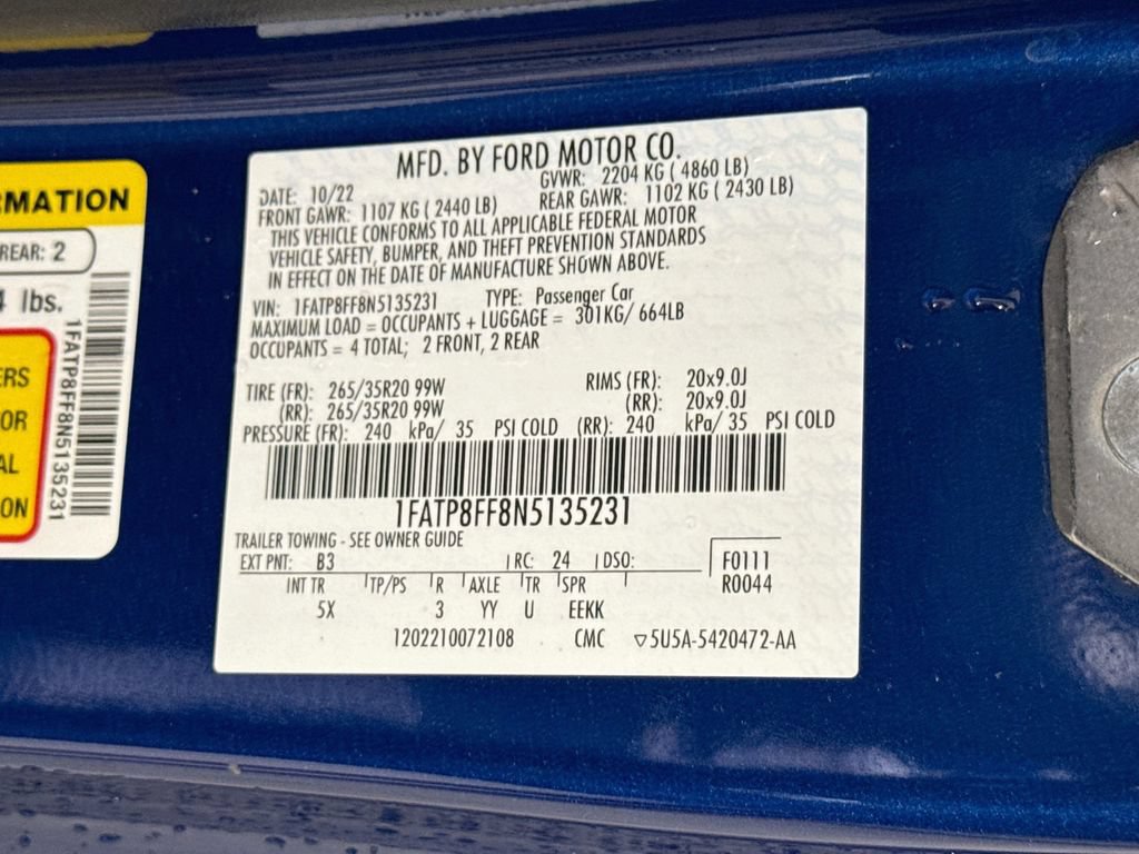 Certified 2022 Ford Mustang GT Premium w/ Equipment Group 401A RWD image 32