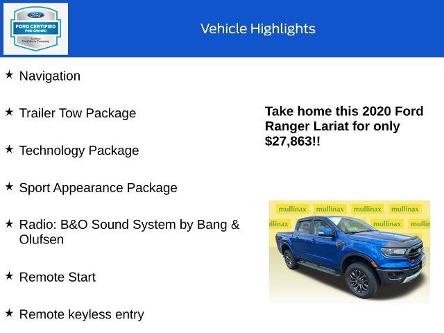 Certified 2020 Ford Ranger Lariat w/ Equipment Group 501A Mid AWD/4WD image 10
