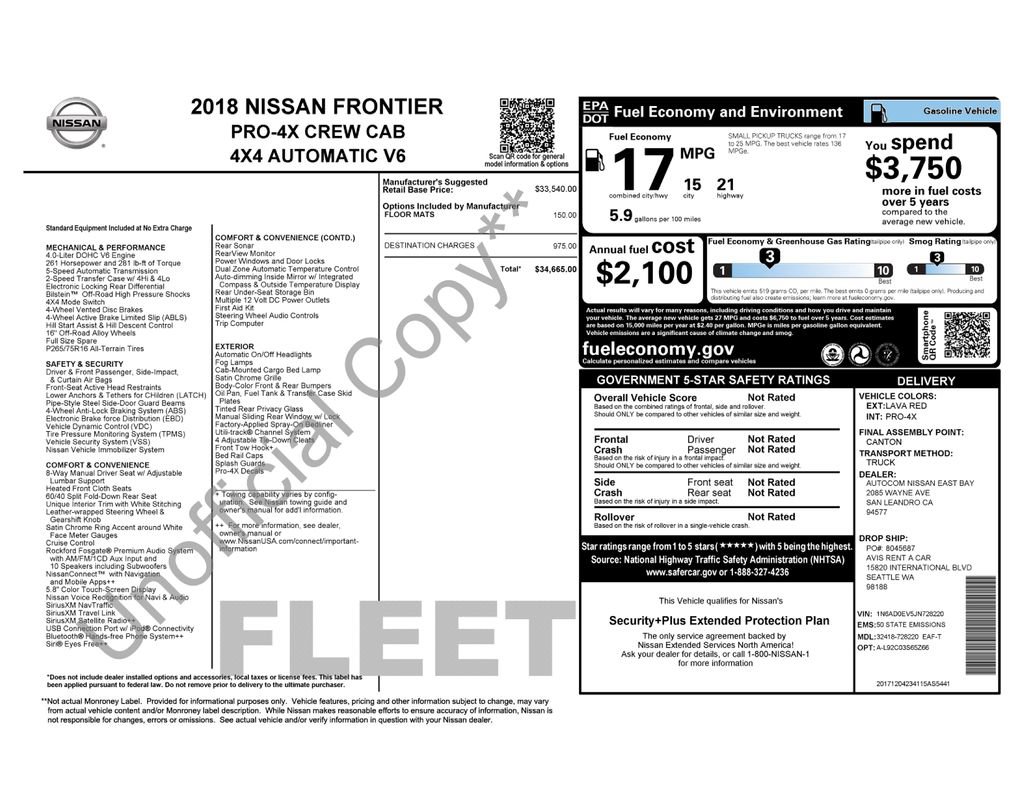 Used 2018 Nissan Frontier PRO-4X AWD/4WD image 35