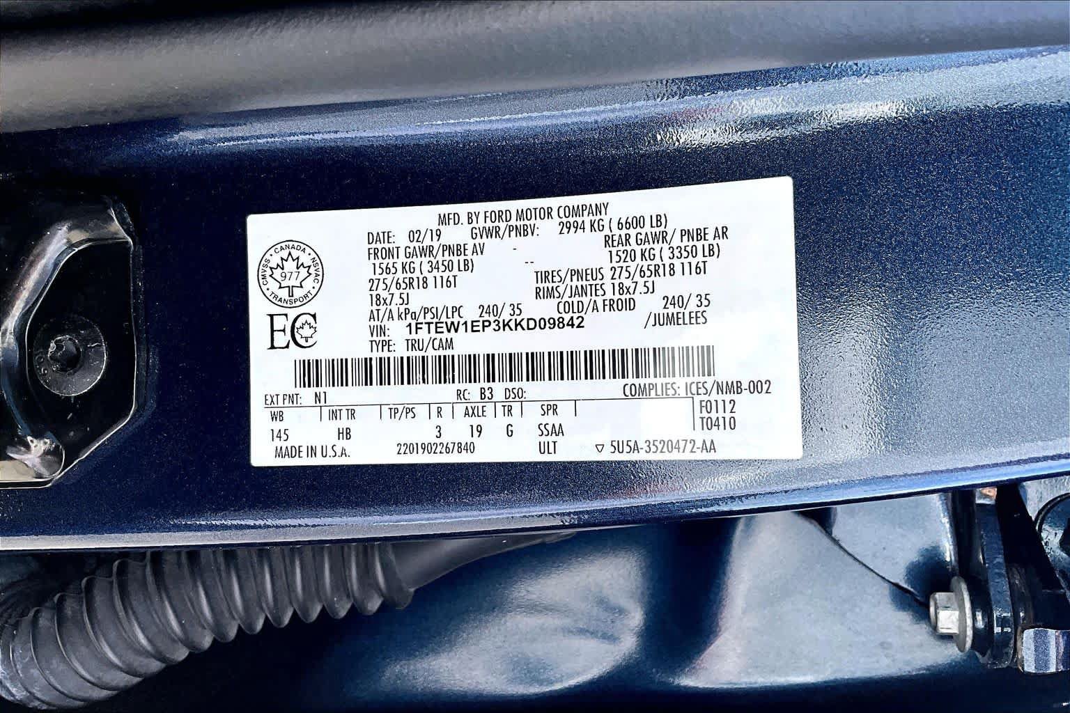 Certified 2019 Ford F150 Lariat w/ Equipment Group 502A Luxury AWD/4WD image 34