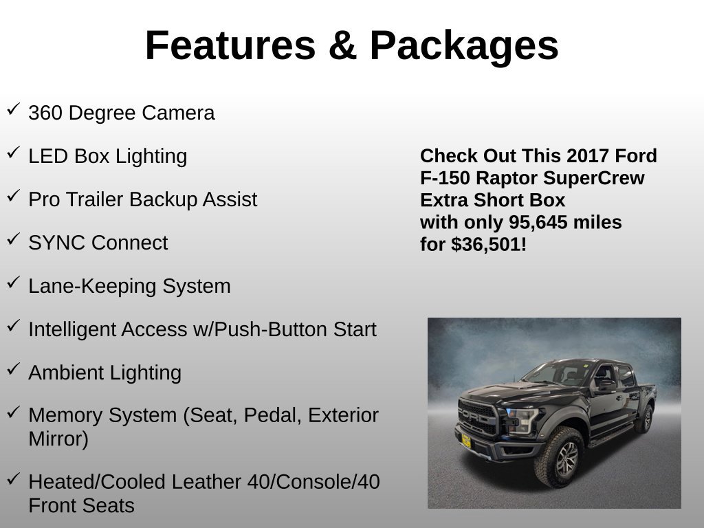 Certified 2017 Ford F150 Raptor w/ Equipment Group 802A Luxury AWD/4WD image 13