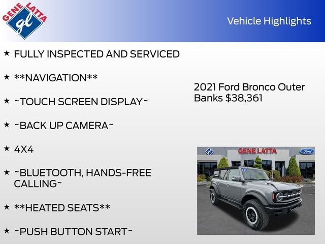 Certified 2021 Ford Bronco Outer Banks w/ Sasquatch Package AWD/4WD image 35