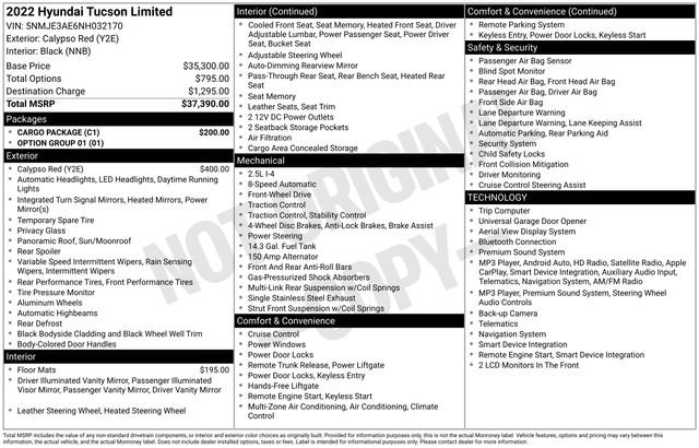 Used 2022 Hyundai Tucson Limited w/ Cargo Package FWD image 41