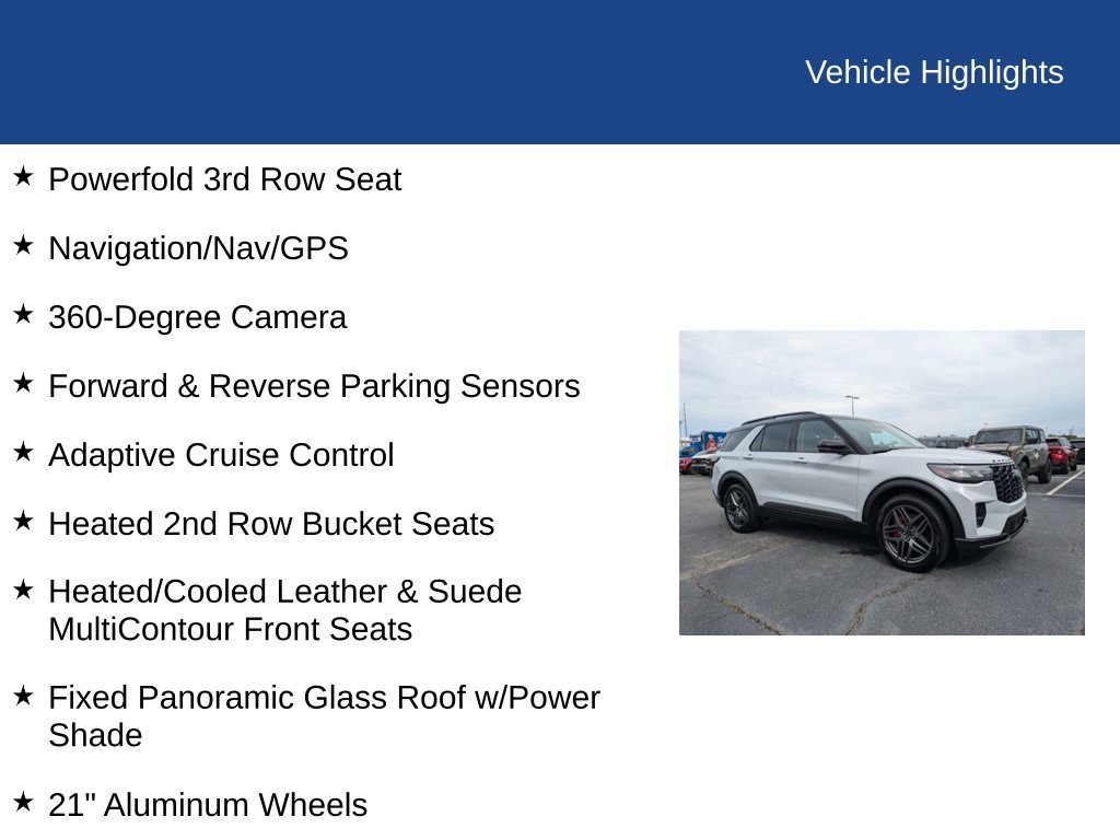 Certified 2026 Ford Explorer ST w/ Sun And Sound Package RWD image 31
