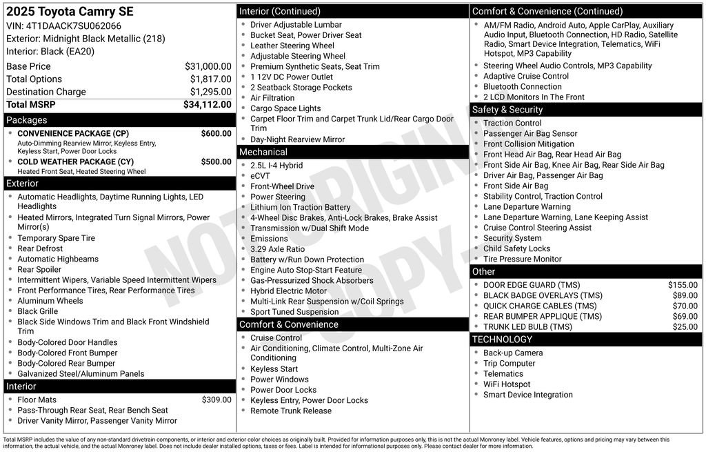 Used 2025 Toyota Camry SE w/ Convenience Package FWD image 3
