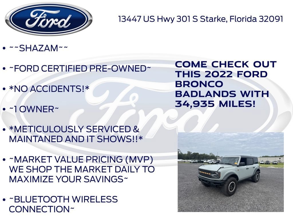 Certified 2022 Ford Bronco Badlands w/ Sasquatch Package AWD/4WD image 6