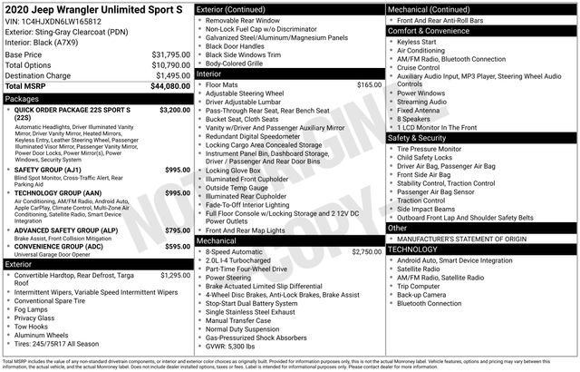 Used 2020 Jeep Wrangler Unlimited Sport S image 33